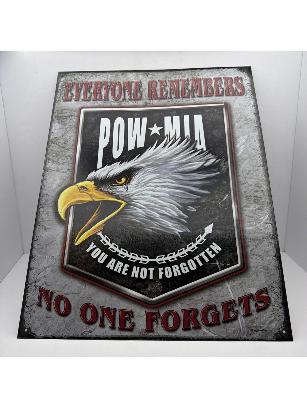 POW MIA Tin Sign Eagle Advertising Biker Enthusiast USA